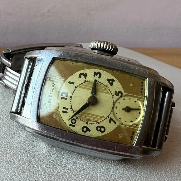 WESTCLOX 1936 Mens Original Classic WRIST BEN Silver Tank Watch made USA AS IS